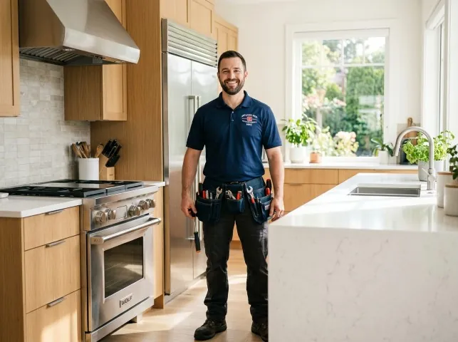 Appliance Repair Hero technician in a Burnsville, MN kitchen after an appliance repair